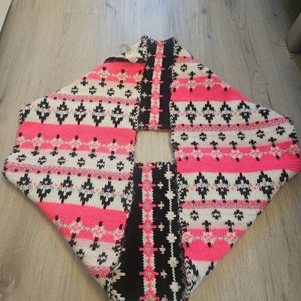 Girls Children’s Place Reversible Infinity Scarf Pink Black Knit
